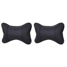 블럭마트 차량용 가죽 목베게 목쿠션 2p, 블랙, 1개