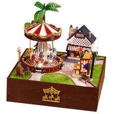 프라임위너스 DIY 미니어처 하우스 키트 회전목마 야자수, 혼합 색상, 1개