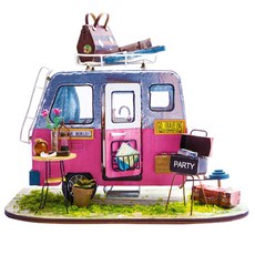프라임위너스 DIY 미니어처 시그니처 하우스 키트 캠핑카, 혼합 색상, 1개