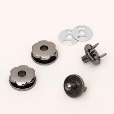 HAPPY BEARS 花朵磁扣, 金屬灰, 4套