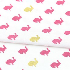 Lily Blake 30支棉 兔子金色珠光剪影布料, 白色