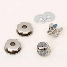 HAPPY BEARS 花朵磁扣 2入組 17mm, 銀色, 4套