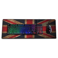 G-CLICKER 鍵盤+滑鼠+英國國旗造型滑鼠墊組, GMK-230, 混色, 一般型