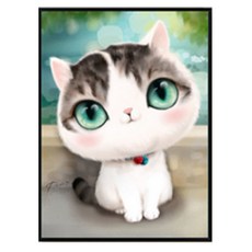 인터팝 귀욤냥이 5D 보석 십자수 40 x 30 cm, 02, 1개