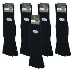 優諾特斯 男士松葉抗菌五指襪 長筒素色 5雙入, 黑色