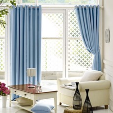 Colorstory 打孔式純色窗簾+窗簾繩 2入組, Indigo Blue