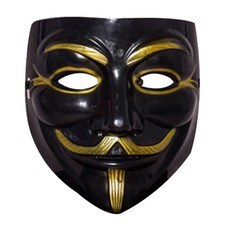 PARTY COSTUME 紳士鬍鬚金色面具, 黑色, 1個