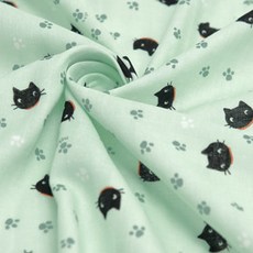 Kohasa ID柔軟雙層紗貓咪腳印布料, 薄荷