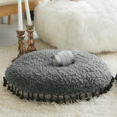 BYJIMI 流蘇圓形坐墊, 灰色