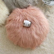 BYJIMI 長毛絨圓形坐墊, 粉色的