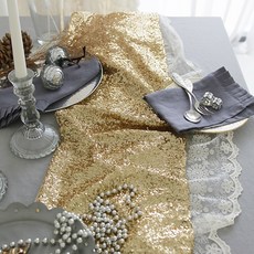 BYJIMI 亮片桌旗, 金色, 6人(220 x 30 cm)