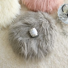 BYJIMI 長毛絨圓形坐墊, 灰色