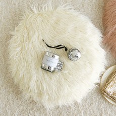 BYJIMI 可愛羔羊毛 fur 圓形坐墊, 象牙白