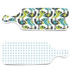 Roem Design 上菜砧板 2p 圓形圖案粉彩藍套組, 圓形圖案粉彩藍, 鳥, 1套