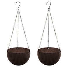 Maket Gamseong 高級藤編紋樣懸掛式花盆架, 咖啡色