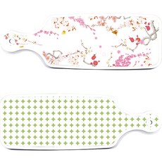 Roem Design 上菜砧板 2入組 圓形圖案粉彩綠色套組, 圓形圖案粉彩綠色, 浪漫胭脂紅floral, 1套