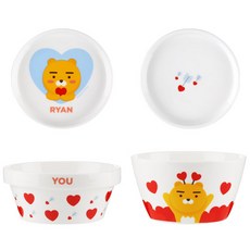 카카오프렌즈 러브유 혼밥식기세트 4p, 라이언, 공기 + 국그릇 + 찬기 2p