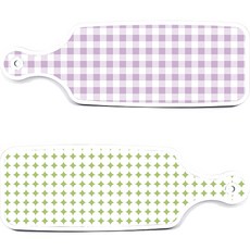 Roem Design 上菜砧板 2件組 圓形圖案粉彩綠 套組, 圓形圖案粉彩綠, 格紋粉彩紫, 1套