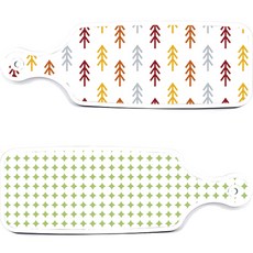 ROEM DESIGN 上菜砧板 2件組 圓形圖案粉彩綠 套組, 圓形圖案粉彩綠, 松木白, 1套