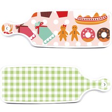 ROEM DESIGN 上菜砧板 2入 格紋粉彩綠色套組, 格紋粉彩綠, 小甜甜圈, 1套