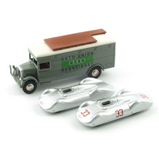 優質復刻1/87 Auto Union Typ C+NAG Bussing Renntransporter模型車, 混色