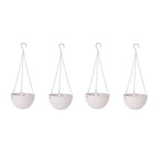粉彩圖案花盆掛架, 白色的, 4個