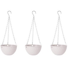 粉彩圖案花盆掛架, 白色的, 3個