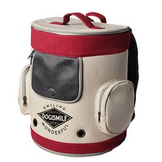 도기스마일 아웃도어 원형 백팩, 아이보리 + 레드, 1개