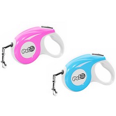 블럭마트 강아지 고급 자동 리드줄 2p, 랜덤 발송