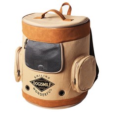 도기스마일 아웃도어 원형 백팩, 베이지 + 브라운, 1개