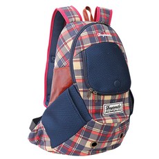 도기스마일 체크캔버스백팩, 네이비, 1개