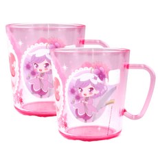 숲의요정페어리루 국산 투명손잡이컵, 핑크 + 퍼플, 1개