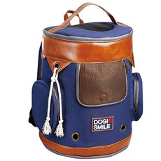 도기스마일 아웃도어 원형 백팩, 블루 + 브라운, 1개