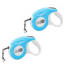 블럭마트 강아지 고급 자동 리드줄 2p, 블루