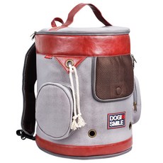 도기스마일 아웃도어 원형 백팩, 그레이 + 레드, 1개