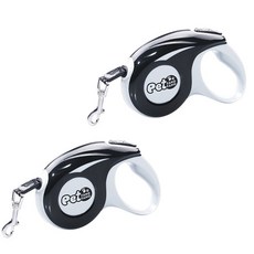 블럭마트 강아지 고급 자동 리드줄 2p, 블랙