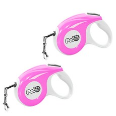 블럭마트 강아지 고급 자동 리드줄 2p, 핑크
