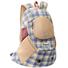 Dogismile 格紋寵物外出後背包, 藍色