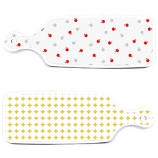 Roem Design 上菜砧板 2入 圓形圖案 粉彩黃色 砧板組, 圓形圖案粉彩黃色, 多色蘋果, 1套
