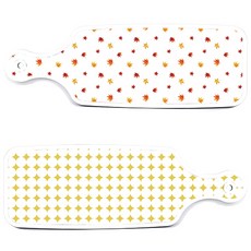 Roem Design 上菜砧板 2件組 圓形圖案 粉彩黃砧板組, 圓形圖案粉彩黃, 落葉白, 1套