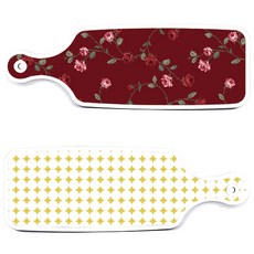 Roem Design 上菜砧板 2件組 圓形圖案粉彩黃色砧板組, 圓形圖案粉彩黃, 玫瑰紅, 1套