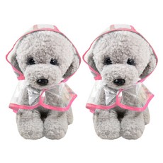 Block Mart 寵物透明雨衣 2入組, 粉紅色