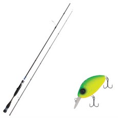 Aomax Neo黑色旋轉式擬餌釣竿 S-702ML+Damiki DC-100硬餌擬餌 55mm 206D MAT TIGER, 1套