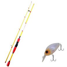 APIS BASS GAME XT 路亞釣竿 黃色 + DAMIKI DC-100 硬餌路亞 55mm 269T ORANGE SPOT PEARL, 1套