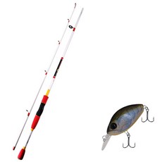 APIS BASS GAME XT 路亞釣竿 白色 + DAMIKI DC-100 硬餌路亞 55mm306T BLUE CRAW, 1套