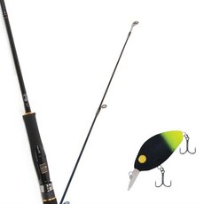 Wonda Avalon 紡車路亞釣竿 602M + DAMIKI DC-200 硬餌路亞 55mm 009-1 綠尾黑, 1套