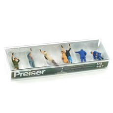 PREISER 複製品 1/87 布斯坦人和指揮官彩繪微型人體模型 7p 套組 PRS104058FG, 1套