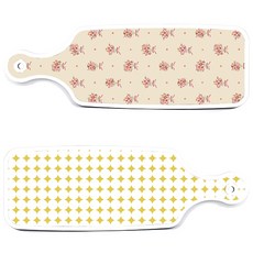 Roem Design 上菜砧板 2入 圓形圖案粉彩黃色組, 圓形圖案粉彩黃色, 淡黃色花束, 1套