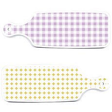 Loem Design 上菜砧板 託盤 2入組, 圓形圖案 粉彩黃, 格紋粉彩紫, 1套
