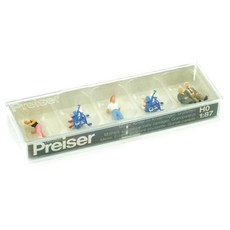 PREISER 複製品 1/87 媽媽孩子奶奶爺爺彩繪人偶 6p 套組 PRS104935FG, 1套